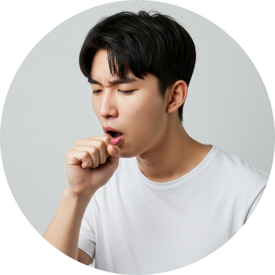 기침 하고 있는 남성